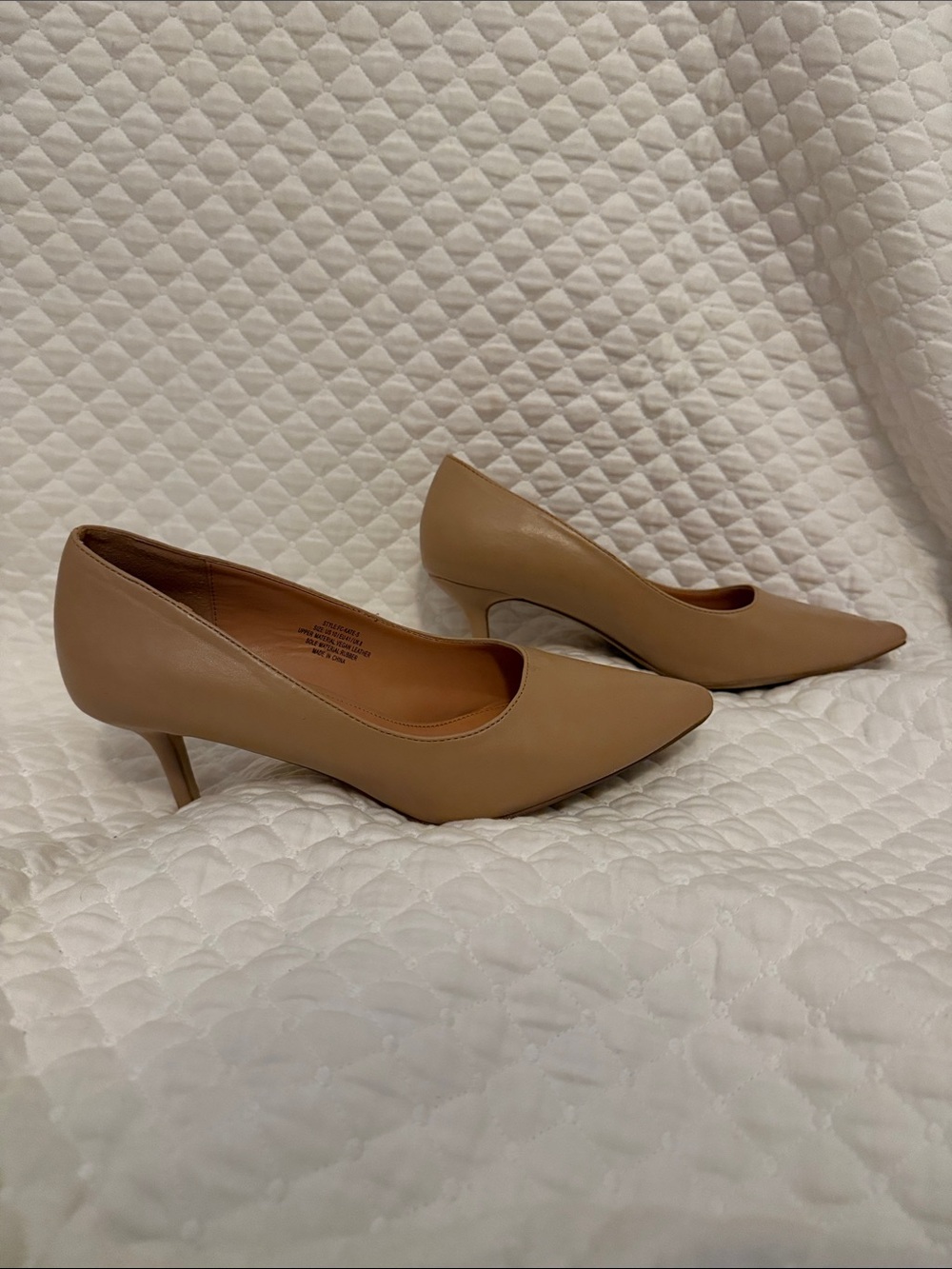 French Connection Nude Pointed-Toe Mid Kitten Heels